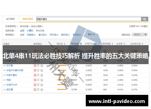 北单4串11玩法必胜技巧解析 提升胜率的五大关键策略